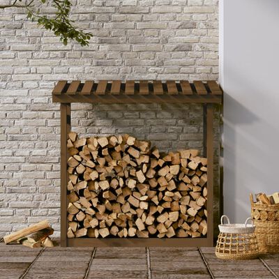 vidaXL Firewood Rack Honey Brown 108x64.5x110 cm Solid Wood Pine