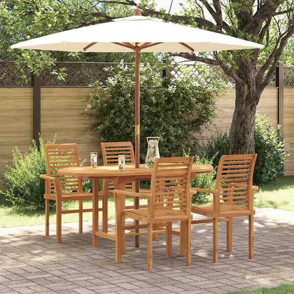 vidaXL Garden Dining Set 5 pcs Brown Solid Teak Wood