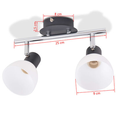 vidaXL Ceiling Lamp with 2 Spotlights E14 Black