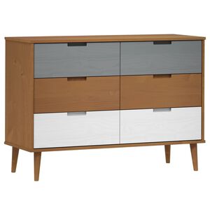 vidaXL Drawer Cabinet MOLDE Brown 113x40x80 cm Solid Wood Pine