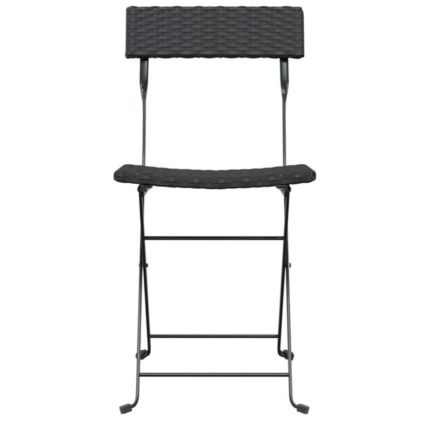 vidaXL Folding Bistro Chairs 2 pcs Black Poly Rattan and Steel