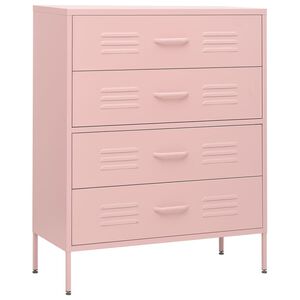 vidaXL Chest of Drawers Pink 80x35x101.5 cm Steel