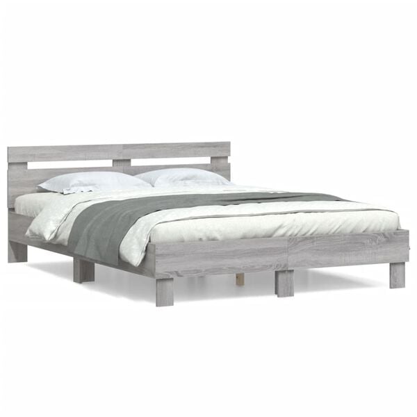 vidaXL Bed Frame without Mattress Grey Sonoma 150x200 cm King Size