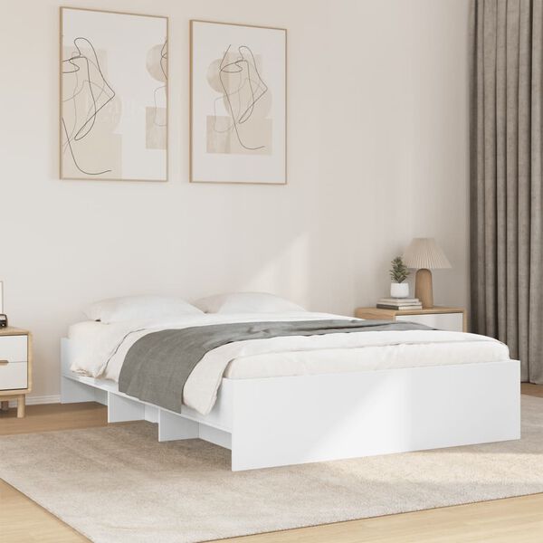 vidaXL Bed Frame without Mattress White 140x190 cm Engineered Wood