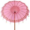vidaXL Balinese Parasol 260 Pink 210-220 cm Cotton and solid wood
