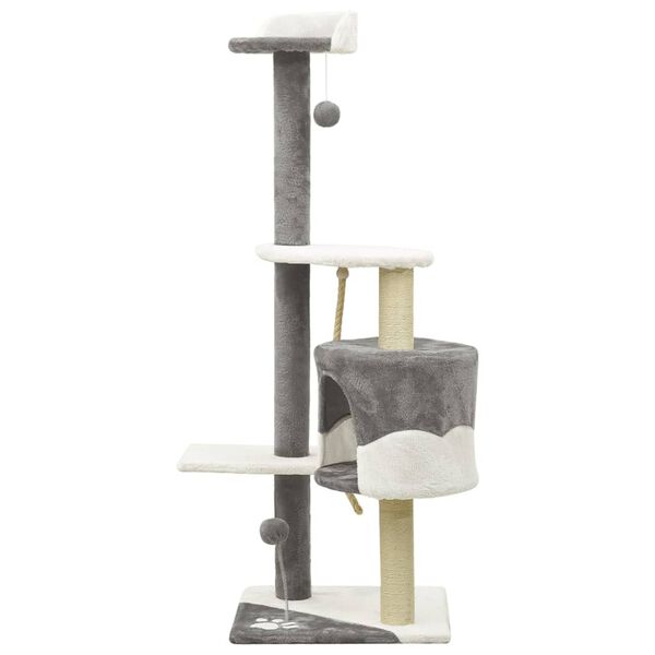 vidaXL Cat Tree with Sisal Scratching Posts Grey and White 120 cm