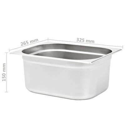 vidaXL Gastronorm Containers 2 pcs GN 1/2 150 mm Stainless Steel