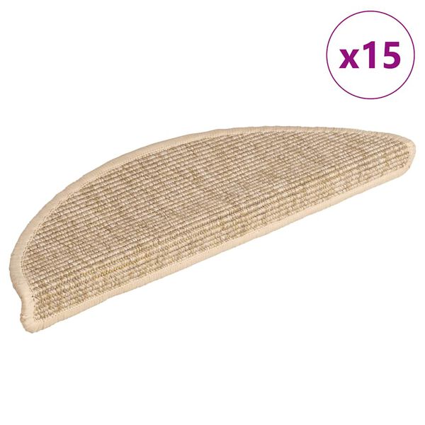 vidaXL Stair Mats 15 pcs 56x17x3 cm Light Beige Half Round