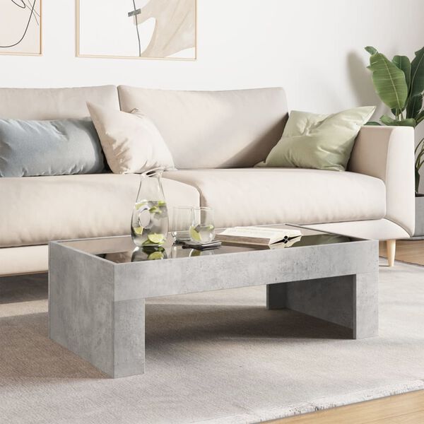 vidaXL Coffee Table with Infinity LED Concrete Grey 90x50x30 cm