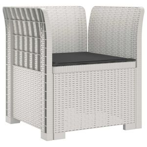 vidaXL 1-Seater Armchair with Cushion Rattan Look PP White