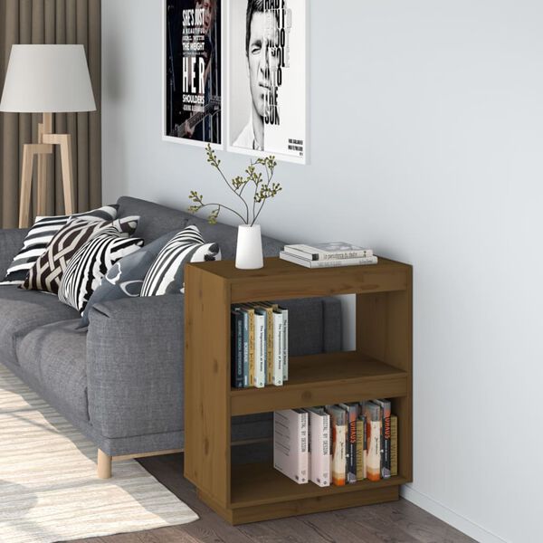 vidaXL Book Cabinet Honey Brown 60x35x71 cm Solid Wood Pine