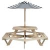 vidaXL Picnic Table for 6 Kids with Umbrella Hexagon Solid Wood Fir