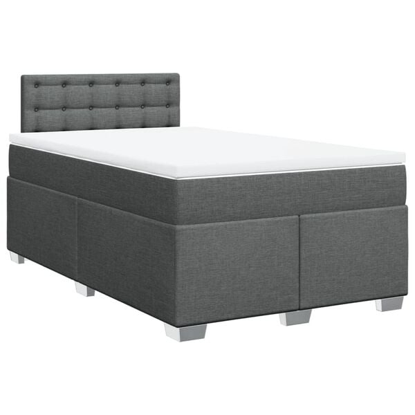 vidaXL Box Spring Bed with Mattress Dark Grey 120x190 cm Fabric