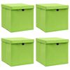 vidaXL Storage Boxes with Lids 4 pcs Green 32x32x32 cm Fabric