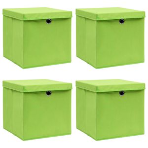 vidaXL Storage Box | Set of 4 | Green | Non-woven fabric | Medium | Foldable