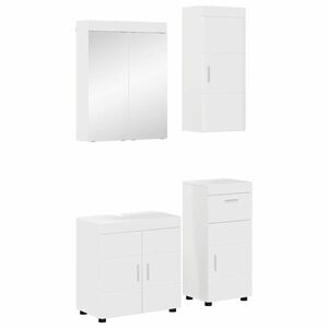 vidaXL Bathroom Furniture Set TULUM High Gloss White Engineered Wood