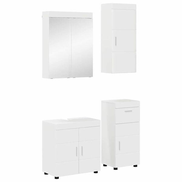 vidaXL Bathroom Furniture Set TULUM High Gloss White Engineered Wood