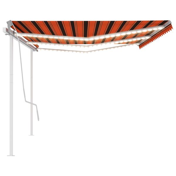 vidaXL Manual Retractable Awning with LED 6x3 m Orange and Brown