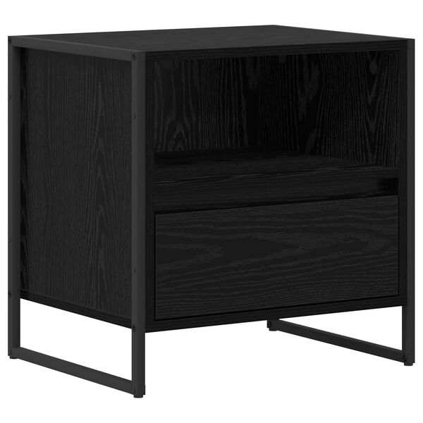 vidaXL Bedside Table Black Oak 50 x 39.5 x 50 cm Engineered Wood