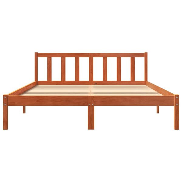 vidaXL Bed Frame without Mattress Wax Brown 160x200 cm Solid Wood Pine