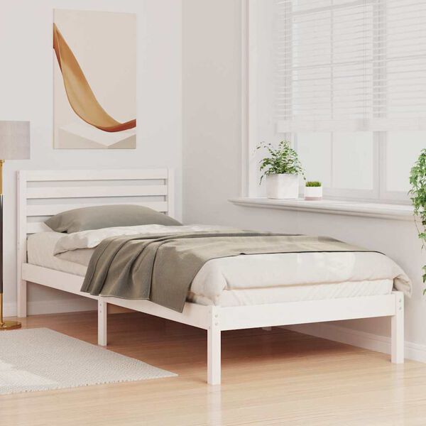 vidaXL Bed Frame with Headboard White 80 x 210 cm Solid Pine Wood