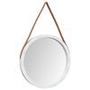 vidaXL Wall Mirror with Strap White &Oslash; 45 cm