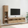 vidaXL TV Wall Unit with LED 4 pcs Artisan Oak Engineered Wood