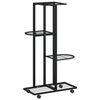 vidaXL 4-Floor Flower Stand with Wheels 44x23x80 cm Black Iron