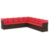 vidaXL 9 Piece Garden Sofa Set with Cushions Brown Poly Rattan