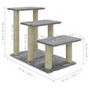 vidaXL Cat Tree with Sisal Scratching Posts Light Grey 50.5 cm
