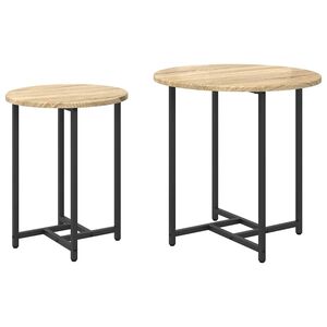 vidaXL Side Table Set 2 pcs Sonoma Oak and Black