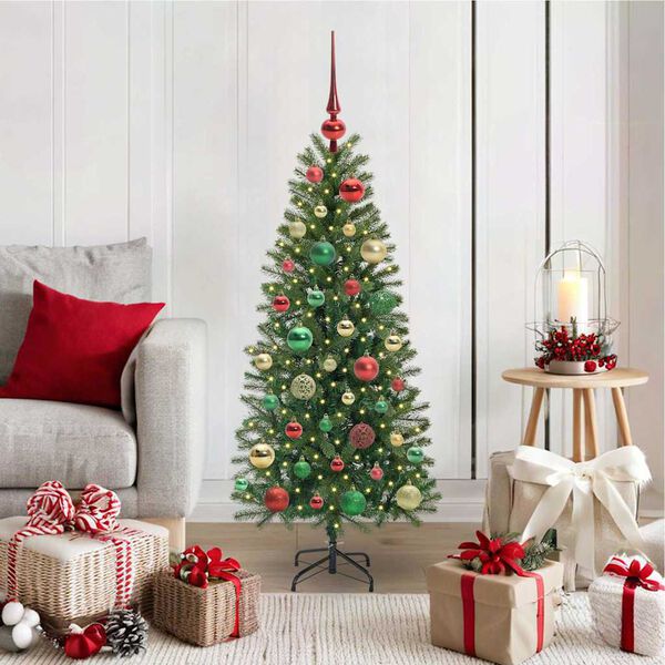 vidaXL Artificial Christmas Tree with 150 LEDs Green 120 cm PE and PVC