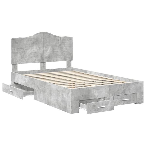 vidaXL Bed Frame Concrete Grey 120 x 200 cm Engineered Wood