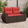 vidaXL Garden Sofa with Cushions 2-Seater Brown Poly Rattan