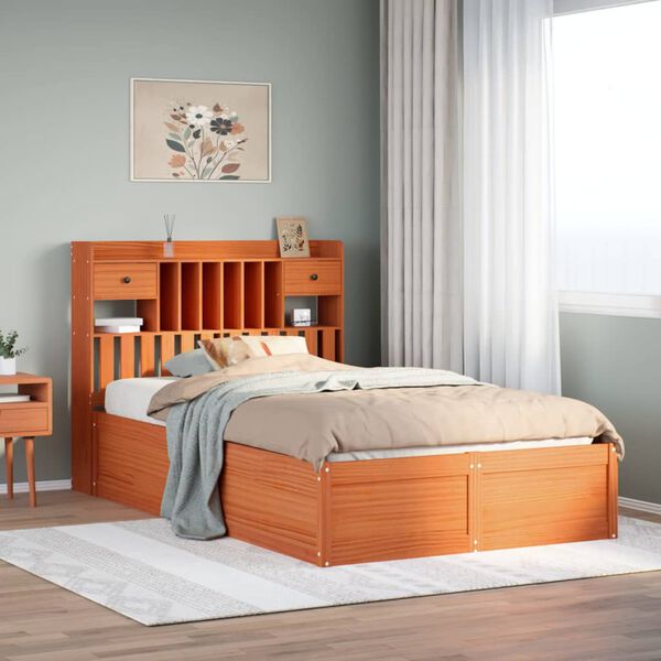 vidaXL Bed Frame without Mattress Wax Brown 120x200 cm Solid Wood Pine