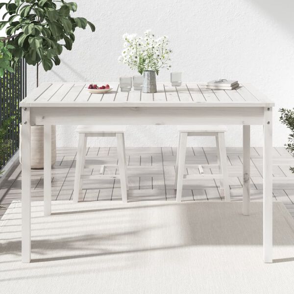 vidaXL Garden Table White 121x82.5x76 cm Solid Wood Pine
