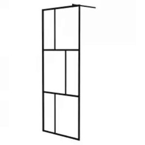 vidaXL Walk-in Shower Wall with Tempered Glass Black 80x195 cm