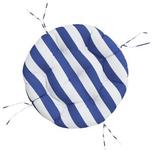vidaXL Round Cushion Blue&White Stripe &Oslash; 60 x11 cm Oxford Fabric