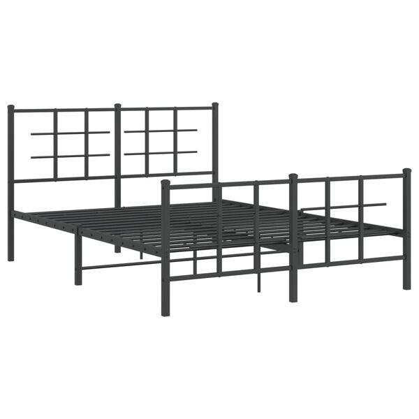 vidaXL Metal Bed Frame without Mattress with Footboard Black 135x190cm