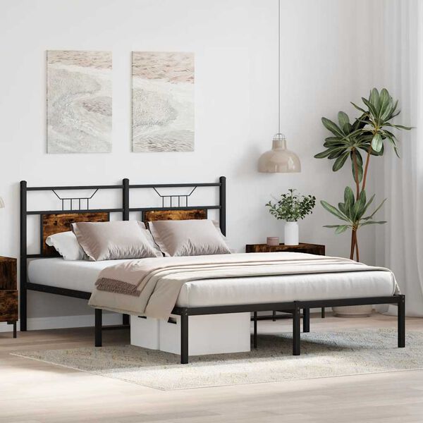 vidaXL Bed Frame without Mattress Smoked Oak 150x200 cm King Size Engineered Wood