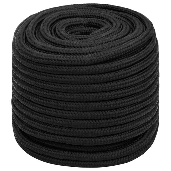 vidaXL Boat Rope Full Black 18 mm 100 m Polypropylene