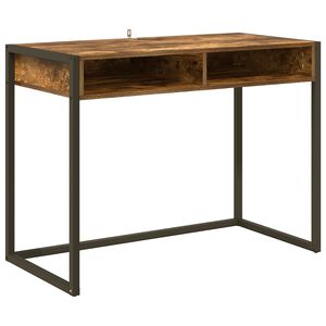 vidaXL Desk with Storage Smoke Oak 100 x 50 x 75 cm Engineered Wood