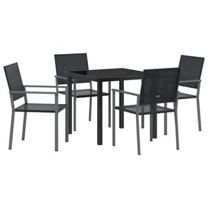 vidaXL Garden Dining Set 5 pcs Black PE Rattan