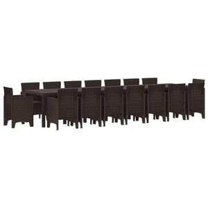 vidaXL Garden Dining Set with Cushions 17 pcs Brown PP