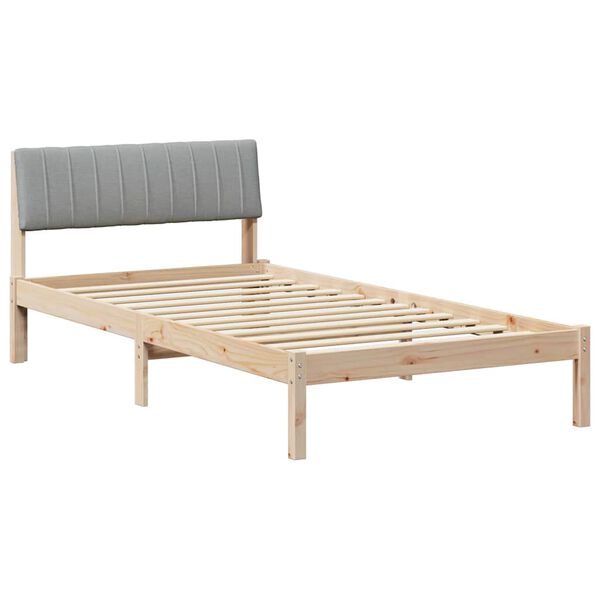 vidaXL Bed frame Brown and light grey 100 x 200 cm Solid pine wood