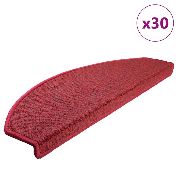 vidaXL Stair Mats 30 pcs 65x24x4 cm Red Half Round Large