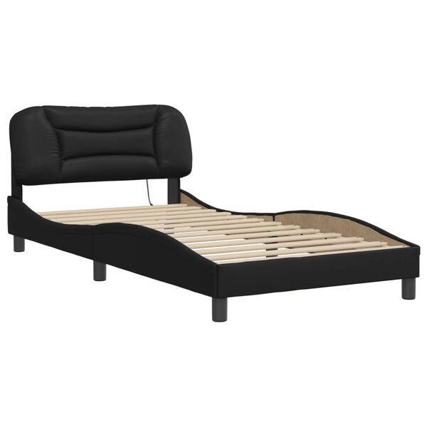 vidaXL Bed Frame with LED without Mattress "Hvar" Black 100x200 cm