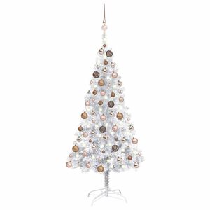 vidaXL Artificial Pre-lit Christmas Tree with Ball Set Silver 120 cm