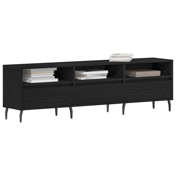 vidaXL TV Cabinet Black Oak 150 x 30 x 44.5 cm Engineered Wood