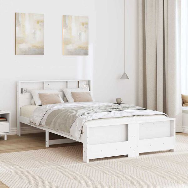 vidaXL Bed Frame with Headboard White 120 x 200 cm Engineered Wood
